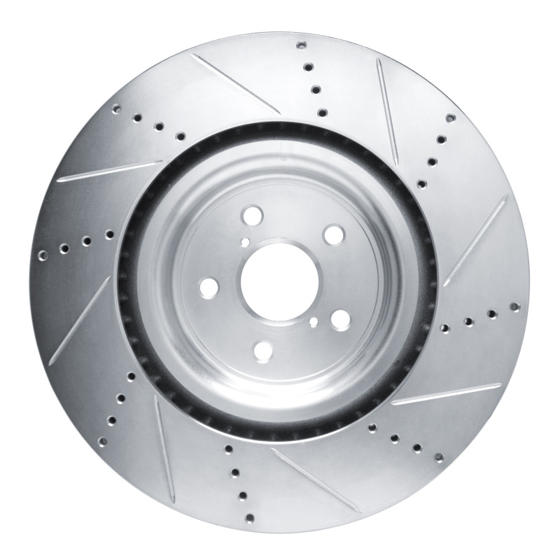 Picture of RNC Brake Rotor - Drill & Slot - R1 15-22 Lexus RC F Left Front Drilled & Slotted Silver Brake Rotor rnc631-75038D