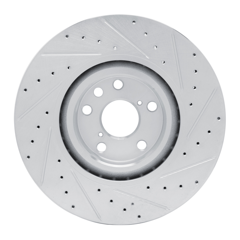 Picture of RNC Brake Rotor - Drill & Slot - R1 11-25 Lexus GS300 Left Front Drilled & Slotted Silver Brake Rotor rnc631-75054D