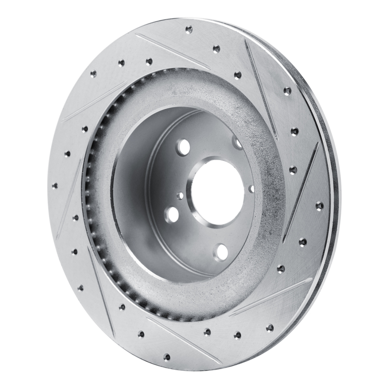 Picture of RNC Brake Rotor - Drill & Slot - R1 21-22 Lexus RC350 Rear Left Drilled & Slotted Silver Brake Rotor rnc631-75059L