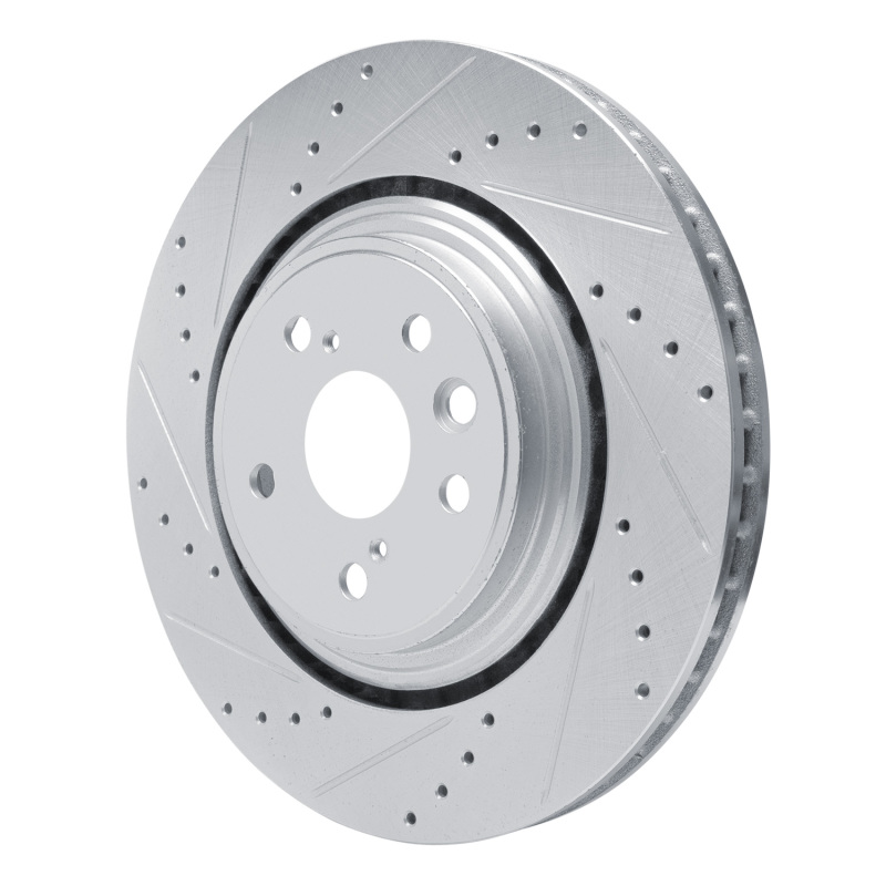 Picture of RNC Brake Rotor - Drill & Slot - R1 20-25 Lexus RX350h Front Left Drilled & Slotted Silver Brake Rotor rnc631-75066L