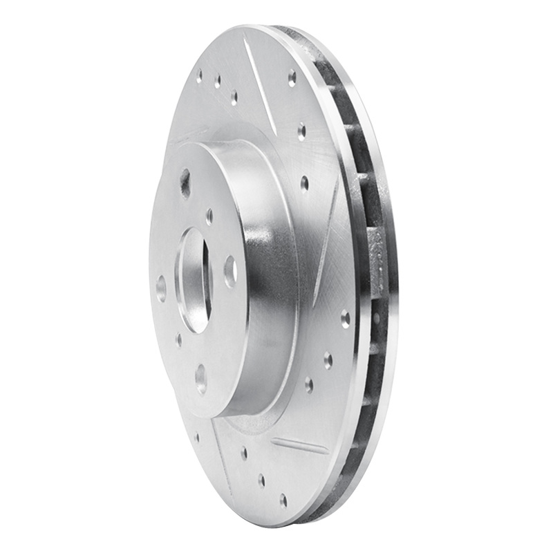 Picture of RNC Brake Rotor - Drill & Slot - R1 87-92 Geo Prizm Front Right Drilled & Slotted Silver Brake Rotor rnc631-76032R