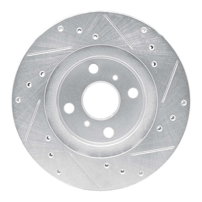 Picture of RNC Brake Rotor - Drill & Slot - R1 87-92 Geo Prizm Front Left Drilled & Slotted Silver Brake Rotor rnc631-76032L