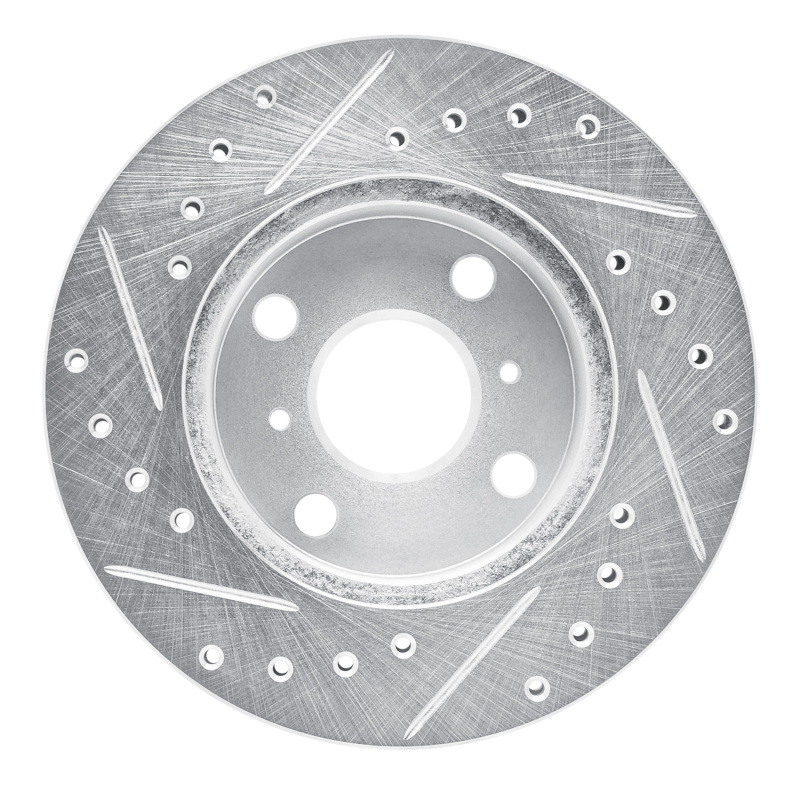 Picture of RNC Brake Rotor - Drill & Slot - R1 88-92 Geo Prizm Front Right Drilled & Slotted Silver Brake Rotor rnc631-76034R