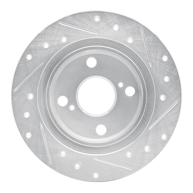 Picture of RNC Brake Rotor - Drill & Slot - R1 87-92 Chevrolet Nova Rear Left Drilled & Slotted Silver Brake Rotor rnc631-76035L