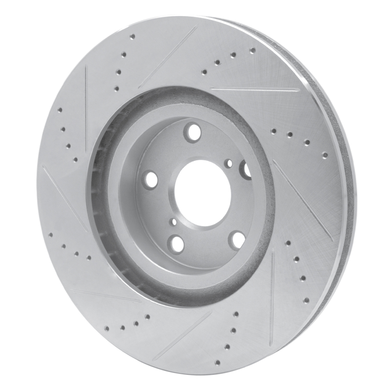 Picture of RNC Brake Rotor - Drill & Slot - R1 93-98 Toyota Supra Right Front Drilled & Slotted Silver Brake Rotor rnc631-76063D
