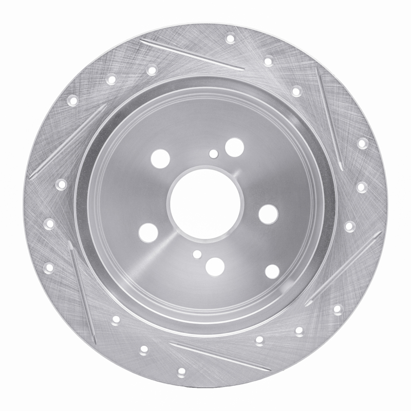 Picture of RNC Brake Rotor - Drill & Slot - R1 00-10 Pontiac Vibe Rear Left Drilled & Slotted Silver Brake Rotor rnc631-76069L