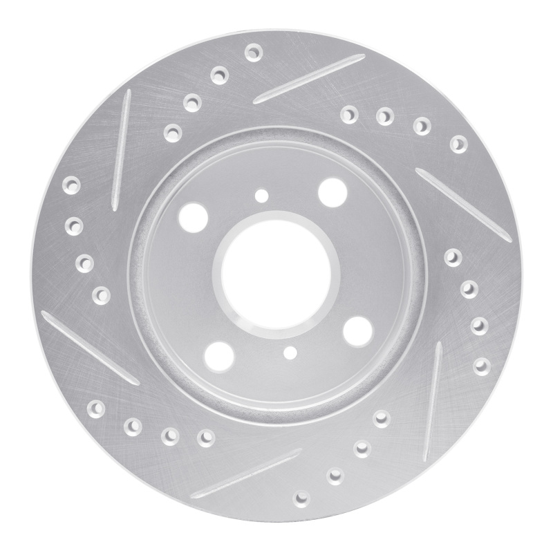 Picture of RNC Brake Rotor - Drill & Slot - R1 99-05 Toyota Echo Front Right Drilled & Slotted Silver Brake Rotor rnc631-76070R