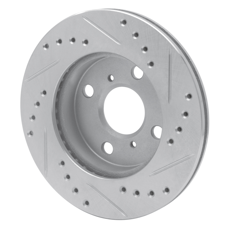 Picture of RNC Brake Rotor - Drill & Slot - R1 99-05 Toyota Yaris (Mexico) Front Left Drilled & Slotted Silver Brake Rotor rnc631-76070L