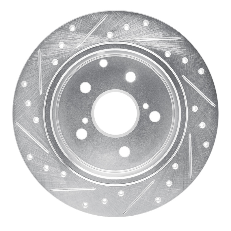Picture of RNC Brake Rotor - Drill & Slot - R1 09-13 Pontiac Vibe Rear Right Drilled & Slotted Silver Brake Rotor rnc631-76084R
