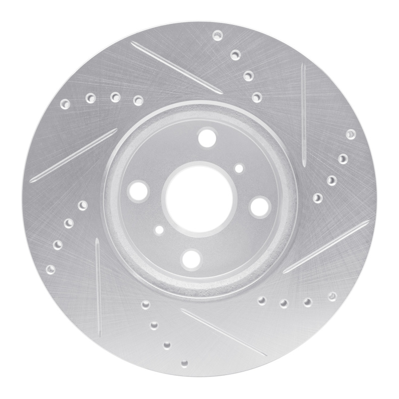 Picture of RNC Brake Rotor - Drill & Slot - R1 12-18 Toyota Yaris (USA/Canada) Front Left Drilled & Slotted Silver Brake Rotor rnc631-76088L
