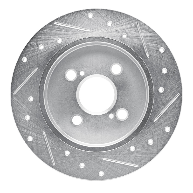 Picture of RNC Brake Rotor - Drill & Slot - R1 12-18 Toyota Yaris (USA/Canada) Rear Left Drilled & Slotted Silver Brake Rotor rnc631-76090L
