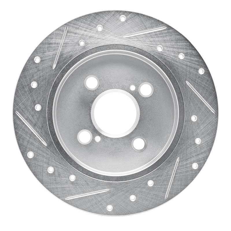 Picture of RNC Brake Rotor - Drill & Slot - R1 12-18 Toyota Yaris (USA/Canada) Rear Right Drilled & Slotted Silver Brake Rotor rnc631-76090R