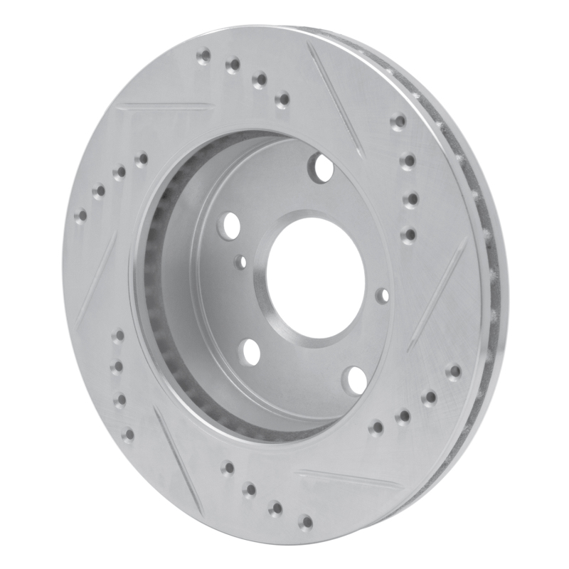 Picture of RNC Brake Rotor - Drill & Slot - R1 91-94 Toyota Previa Front Left Drilled & Slotted Silver Brake Rotor rnc631-76108L