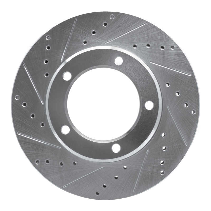 Picture of RNC Brake Rotor - Drill & Slot - R1 98-07 Lexus LX470 Front Left Drilled & Slotted Silver Brake Rotor rnc631-76112L