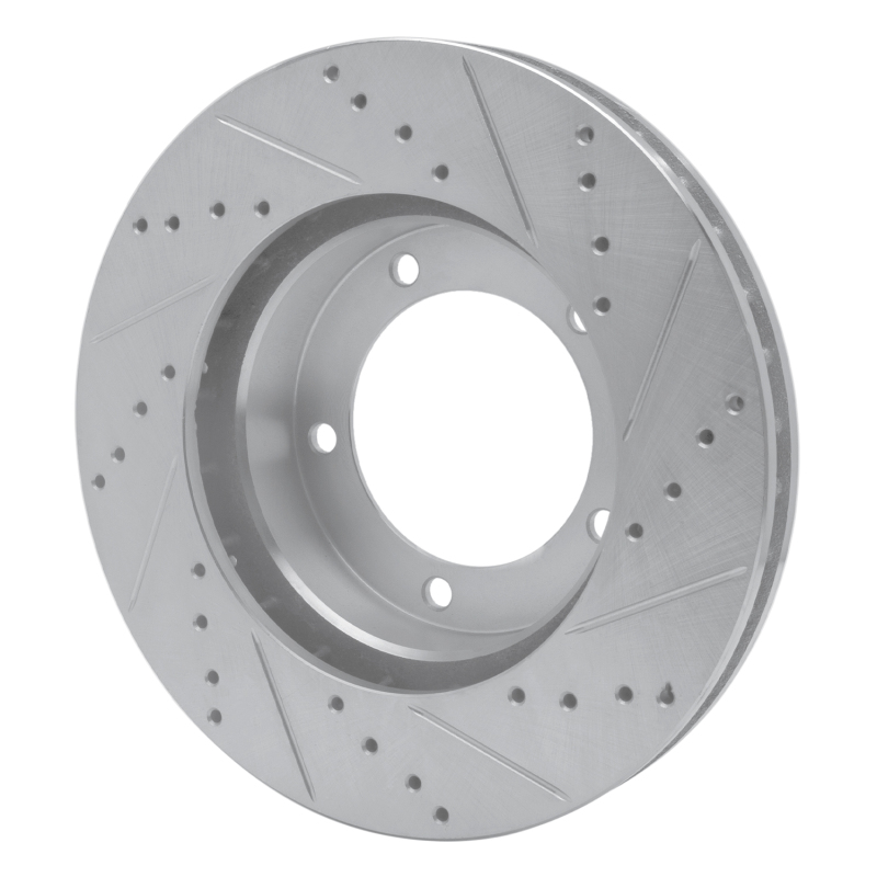 Picture of RNC Brake Rotor - Drill & Slot - R1 98-07 Lexus LX470 Front Left Drilled & Slotted Silver Brake Rotor rnc631-76112L