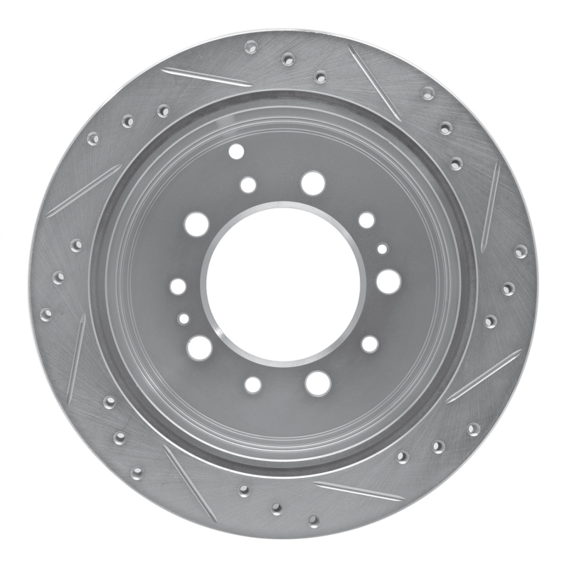 Picture of RNC Brake Rotor - Drill & Slot - R1 98-07 Lexus LX470 Rear Left Drilled & Slotted Silver Brake Rotor rnc631-76113L