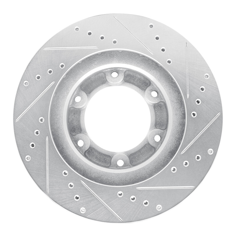 Picture of RNC Brake Rotor - Drill & Slot - R1 93-97 Lexus LX450 Front Left Drilled & Slotted Silver Brake Rotor rnc631-76116L