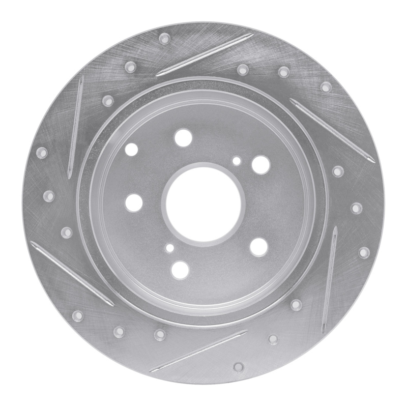Picture of RNC Brake Rotor - Drill & Slot - R1 06-18 Lexus HS250H Rear Right Drilled & Slotted Silver Brake Rotor rnc631-76134R