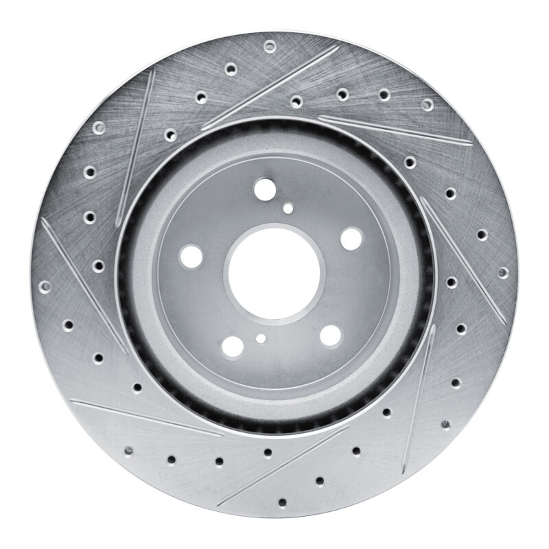 Picture of RNC Brake Rotor - Drill & Slot - R1 18-25 Lexus UX250h Front Right Drilled & Slotted Silver Brake Rotor rnc631-76154R