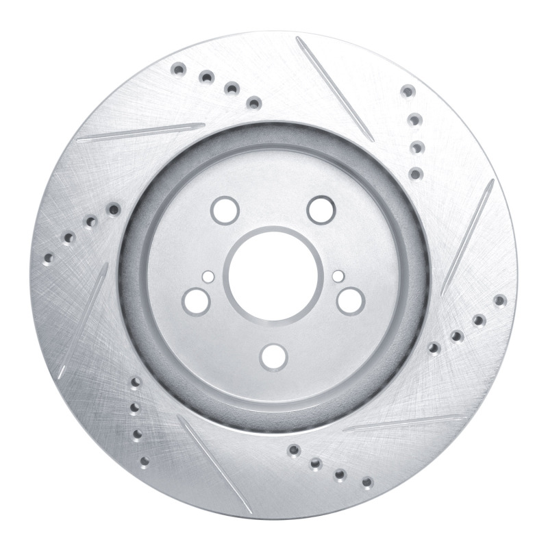 Picture of RNC Brake Rotor - Drill & Slot - R1 19-25 Toyota Corolla (Mexico) Front Left Drilled & Slotted Silver Brake Rotor rnc631-76155L