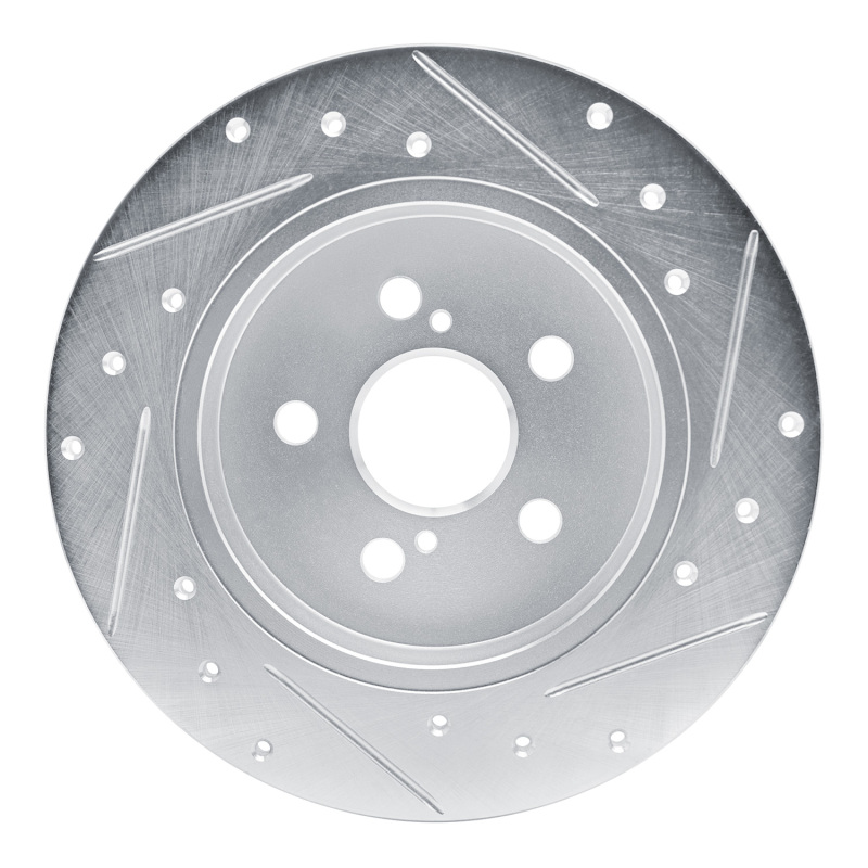 Picture of RNC Brake Rotor - Drill & Slot - R1 19-25 Toyota Corolla (US/Canada) Rear Left Drilled & Slotted Silver Brake Rotor rnc631-76156L