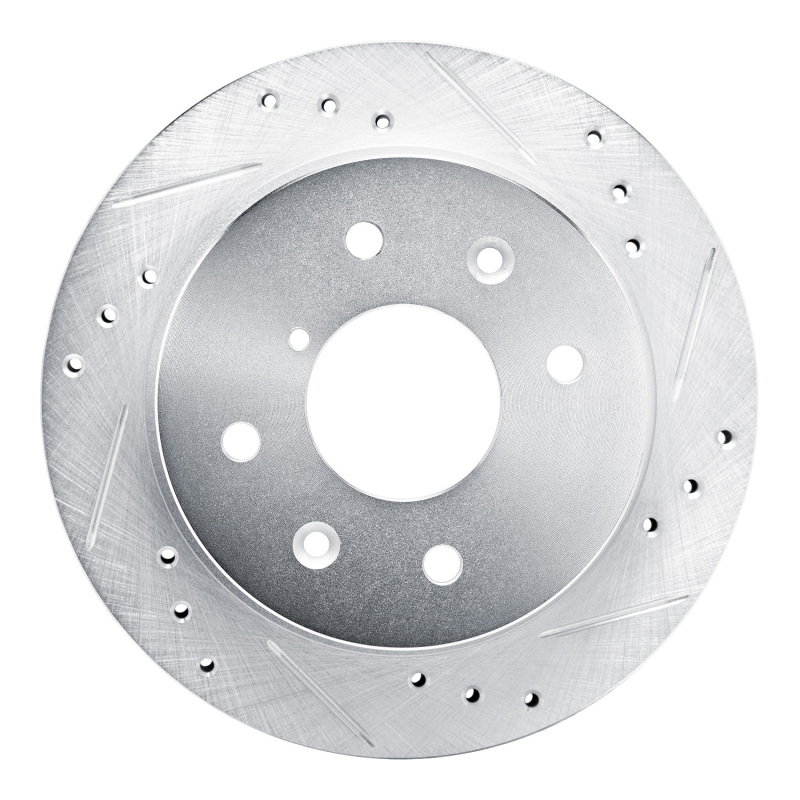 Picture of RNC Brake Rotor - Drill & Slot - R1 84-85 Mazda RX-7 Rear Right Drilled & Slotted Silver Brake Rotor rnc631-80008R