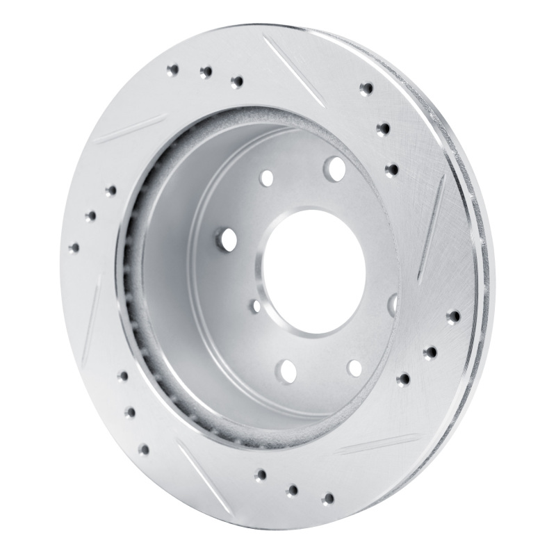Picture of RNC Brake Rotor - Drill & Slot - R1 84-85 Mazda RX-7 Rear Left Drilled & Slotted Silver Brake Rotor rnc631-80008L