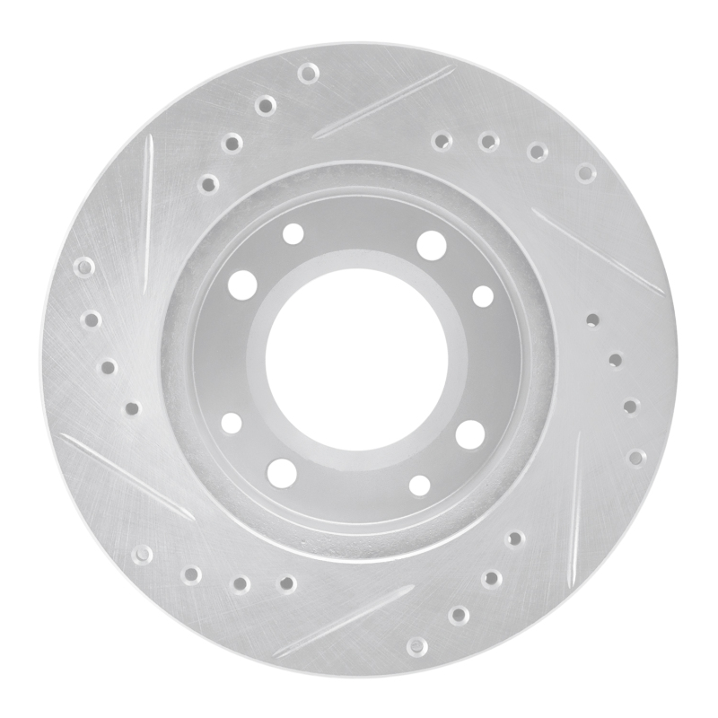 Picture of RNC Brake Rotor - Drill & Slot - R1 86-88 Mazda RX-7 Front Right Drilled & Slotted Silver Brake Rotor rnc631-80012R