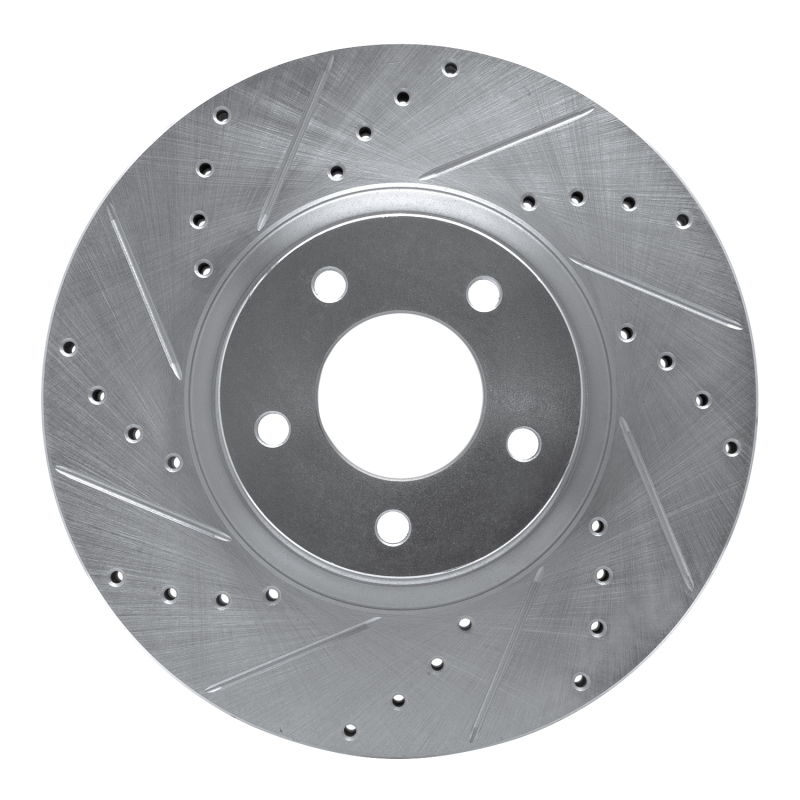 Picture of RNC Brake Rotor - Drill & Slot - R1 88-91 Mazda 929 Front Left Drilled & Slotted Silver Brake Rotor rnc631-80018L