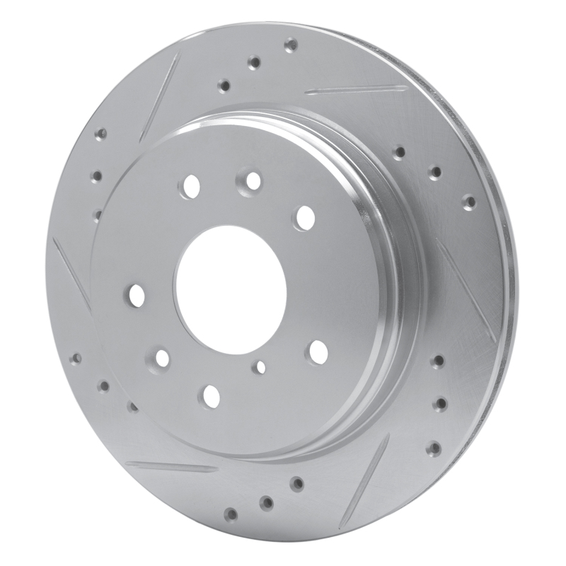 Picture of RNC Brake Rotor - Drill & Slot - R1 86-91 Mazda RX-7 Rear Left Drilled & Slotted Silver Brake Rotor rnc631-80015L