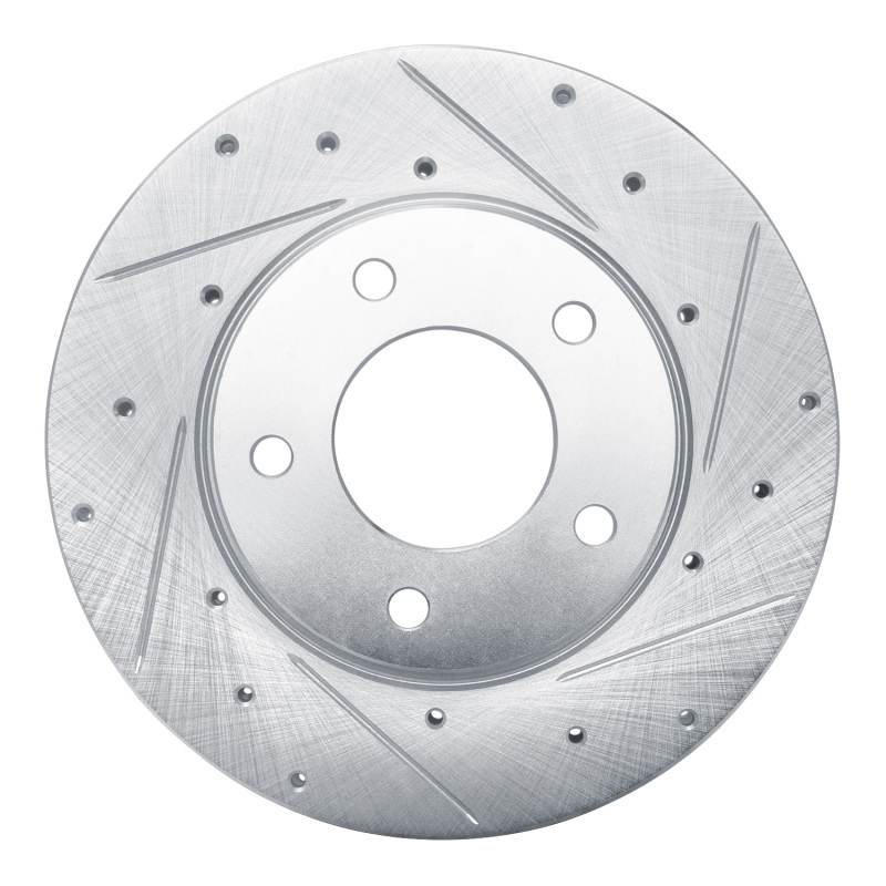 Picture of RNC Brake Rotor - Drill & Slot - R1 92-03 Mazda 626 Front Right Drilled & Slotted Silver Brake Rotor rnc631-80027R