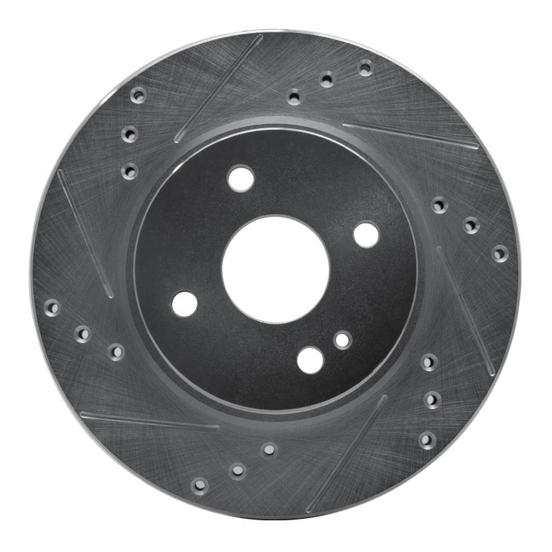 Picture of RNC Brake Rotor - Drill & Slot - R1 11-15 Mazda 2 (Mexico) Front Left Drilled & Slotted Silver Brake Rotor rnc631-80050L