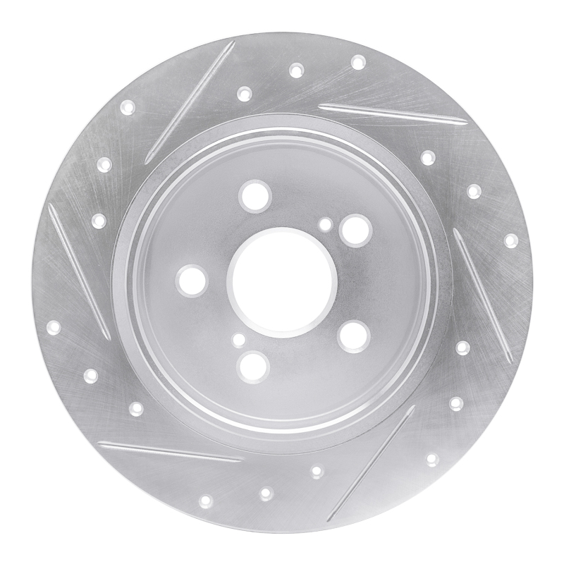 Picture of RNC Brake Rotor - Drill & Slot - R1 09-15 Toyota Corolla (Mexico) Rear Right Drilled & Slotted Silver Brake Rotor rnc631-92043R