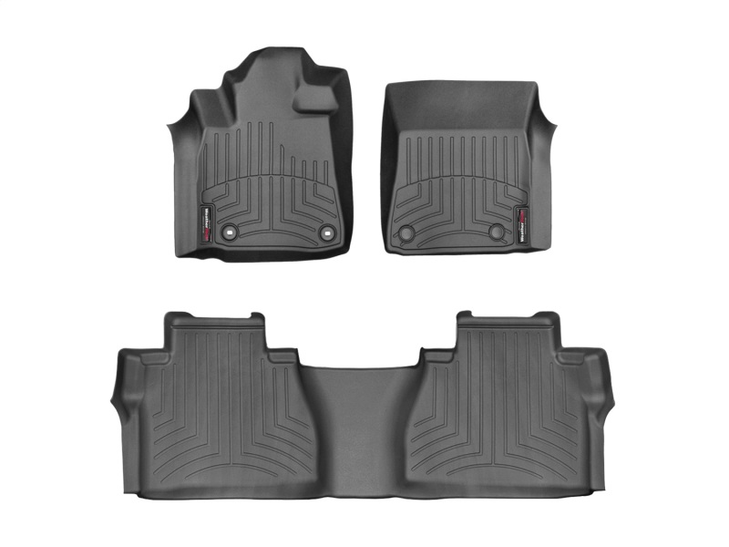 Picture of WeatherTech 2014+ Toyota Tundra Double Cab w/ Under Seat Storage Front and Rear Floorliners  - Black