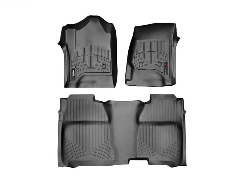 Picture of WeatherTech 14+ Chevy Silverado/GMC Sierra Crew and Double Cab Front and Rear FloorLiners - Black