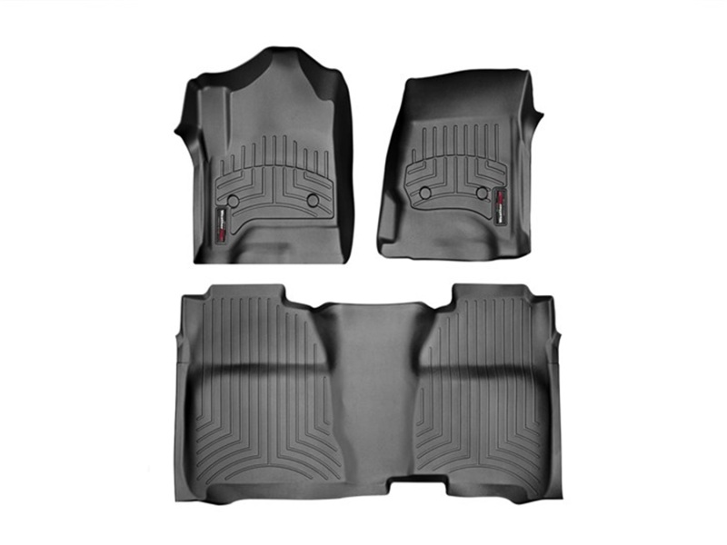 Picture of WeatherTech 14+ Chevy Silverado/GMC Sierra Crew and Double Cab Front and Rear FloorLiners - Black