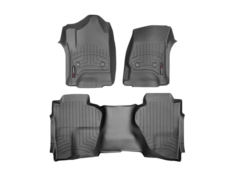 Picture of WeatherTech 14+ Chevy Silverado 1500 Crew and Double Cab Front and Rear FloorLiners - Black