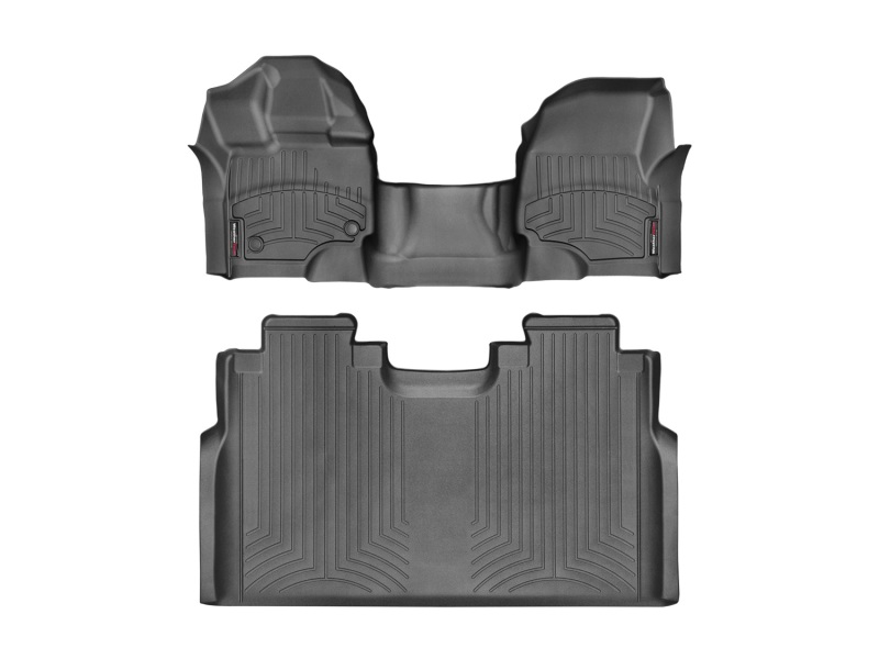 Picture of WeatherTech 15+ Ford F-150 SuperCrew w/ 1st Row Bench Front and Rear FloorLiner - Black