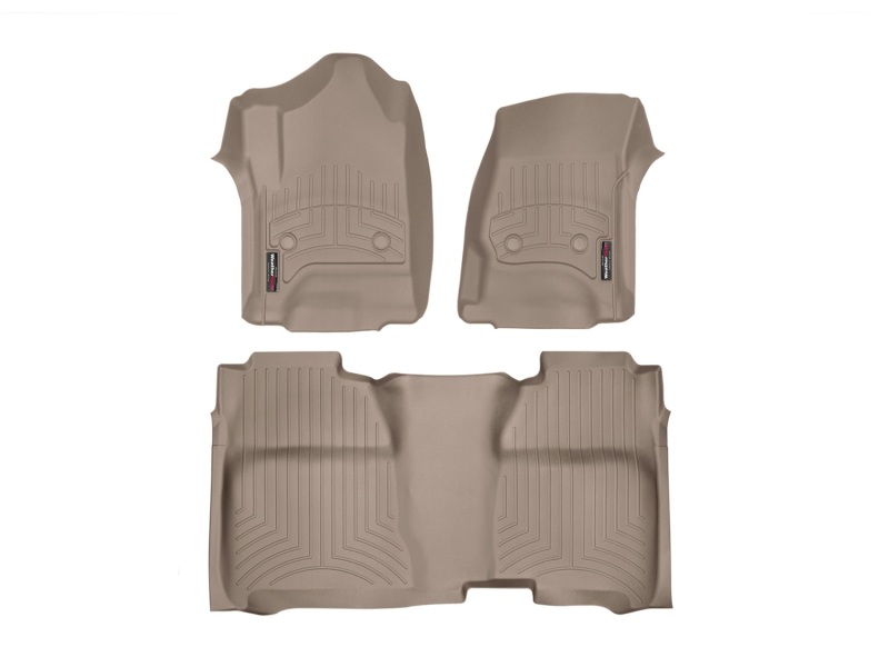 Picture of WeatherTech 14+ Chevy Silverado Crew Cab Front and Rear FloorLiners - Tan