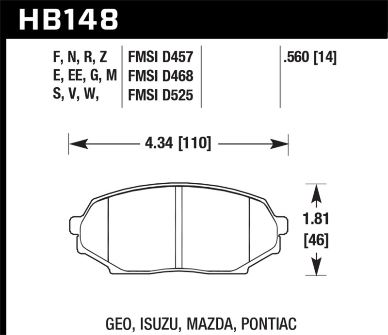 Picture of Hawk Performance HAWK HP+ Brake Pad Sets - HB148N.560
