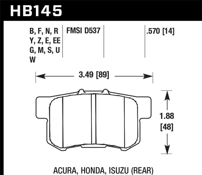 Picture of Hawk Performance HAWK HPS Brake Pad Sets Rear - HB145F.570
