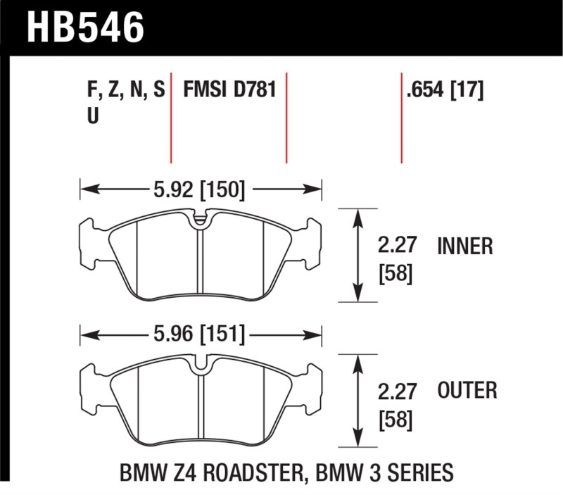 Picture of Hawk Performance HAWK HPS 5.0 Brake Pad Sets Front - HB546B.654
