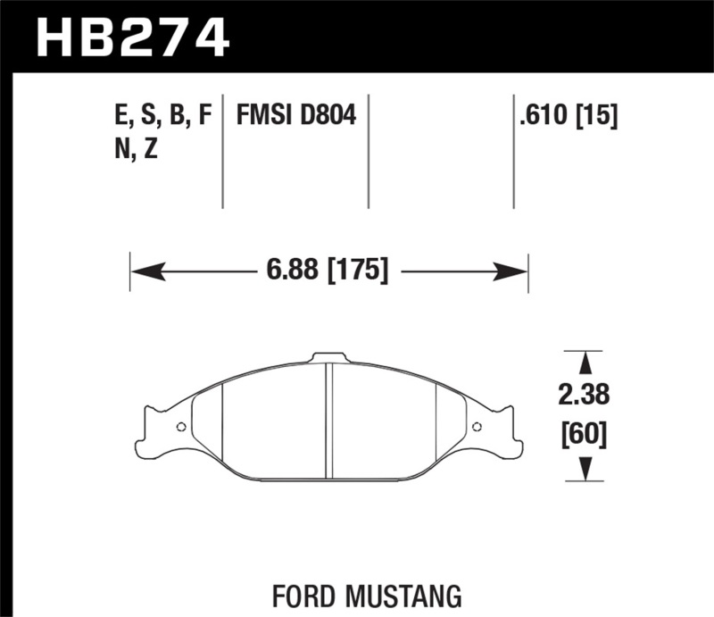 Picture of Hawk Performance HAWK HP+ Brake Pad Sets - HB274N.610
