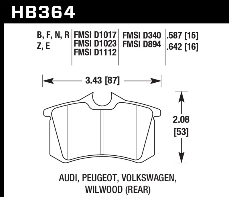 Picture of Hawk Performance HAWK HPS Brake Pad Sets - HB364F.587
