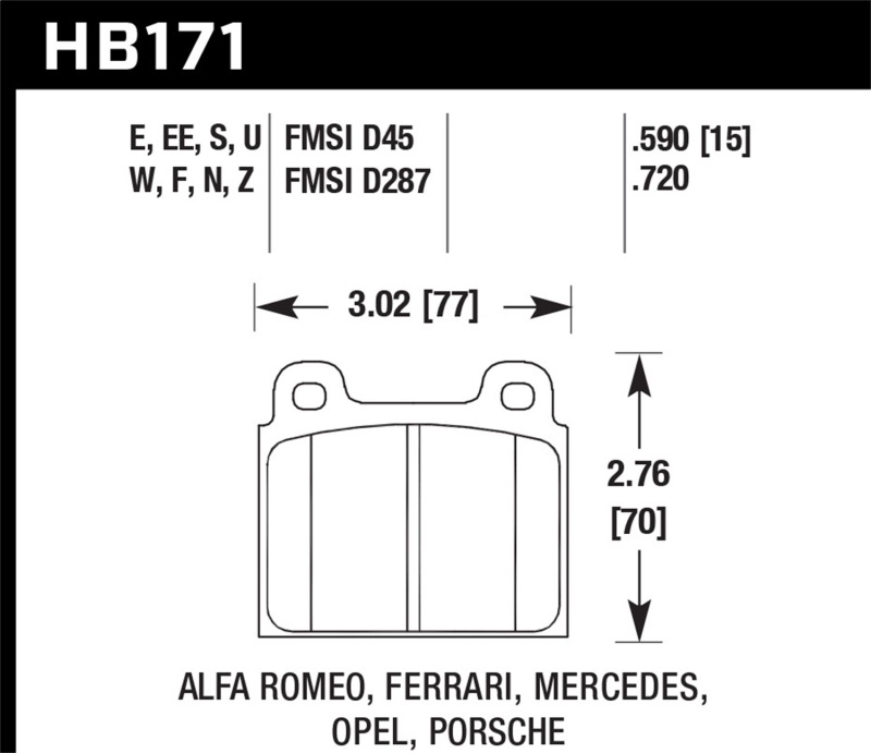 Picture of Hawk Performance HAWK HPS Brake Pad Sets - HB171F.590
