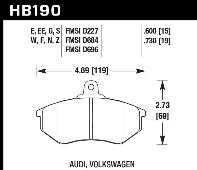 Picture of Hawk Performance HAWK HP+ Brake Pad Sets - HB190N.600