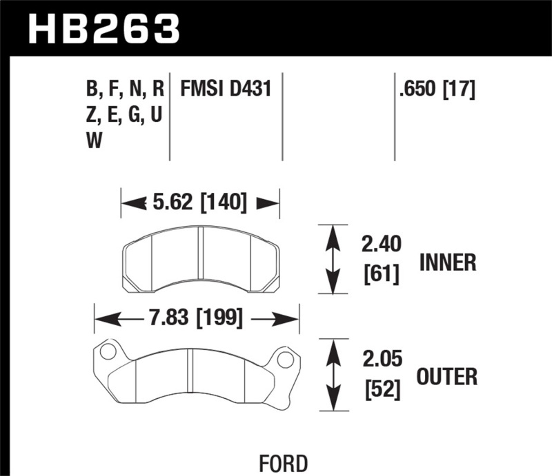 Picture of Hawk Performance HAWK HPS Brake Pad Sets - HB263F.650