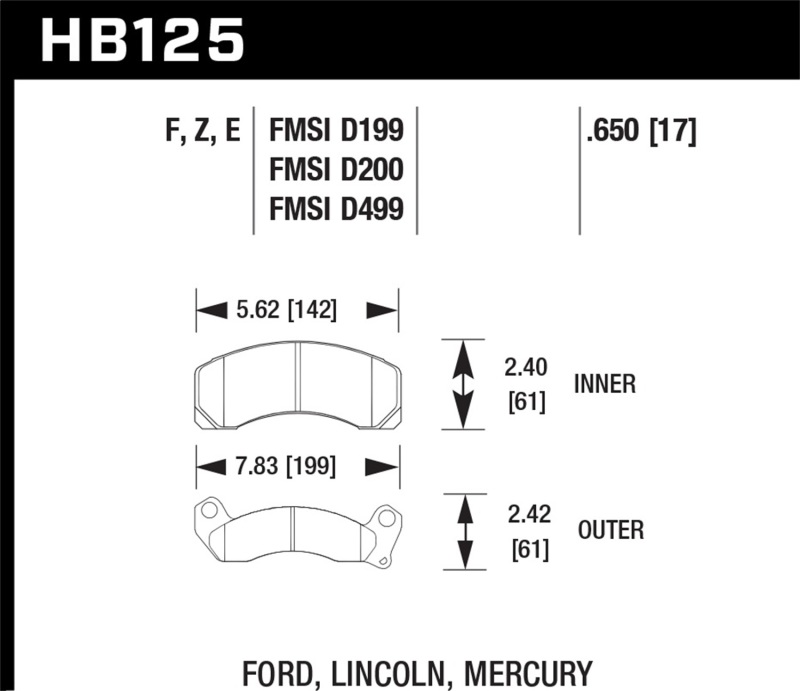 Picture of Hawk Performance HAWK HPS Brake Pad Sets - HB125F.650