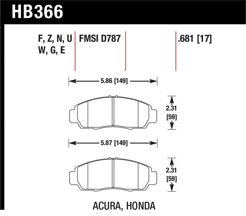 Picture of Hawk Performance HAWK DTC-70 Brake Pad Sets - HB366U.681