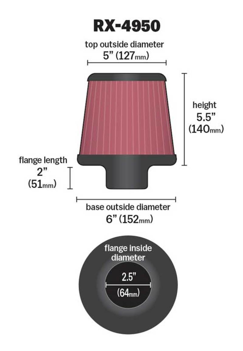 Picture of K&N Engineering KN Universal X-Stream Clamp-On Air Filters - RX-4950
